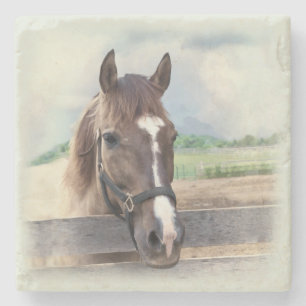 Brown Horse with Halter Stone Coaster