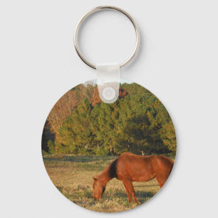 Brown Horse with Pine Trees Keychain