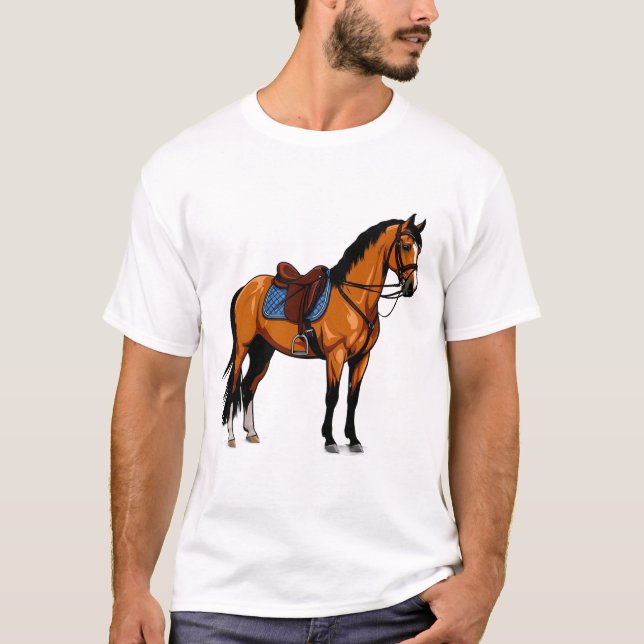 Brown Horse With Saddle T-Shirt (Front)