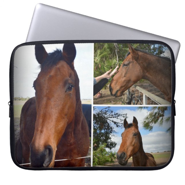 Brown Horses In A Photo Collage, Laptop Sleeve (Front)