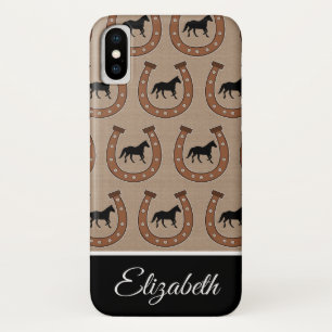 Brown Horseshoes and Black Horses   Personalized Case-Mate iPhone Case