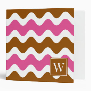 Brown & Hot Pink Groovy Ric Rac Stripe Binder