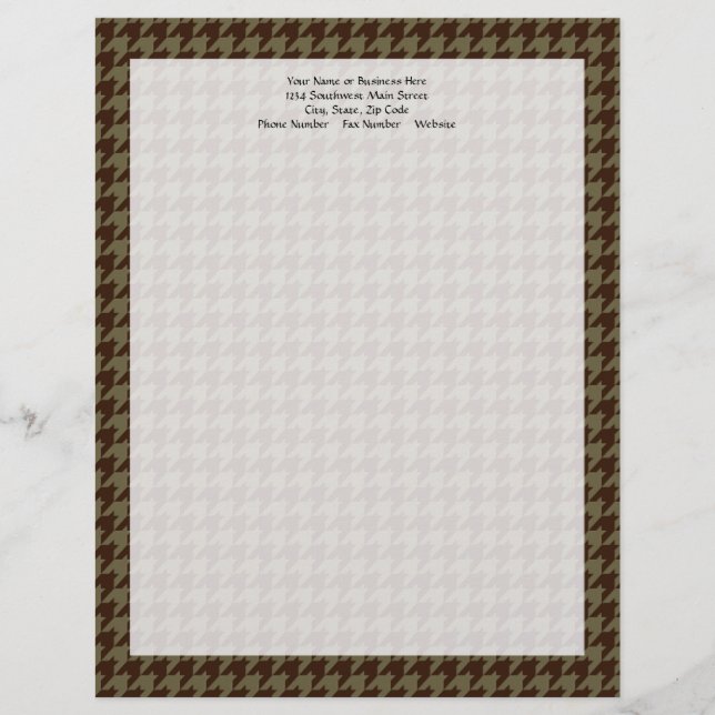 Brown Houndstooth Handsome Gentlemen's Pattern Letterhead (Front)