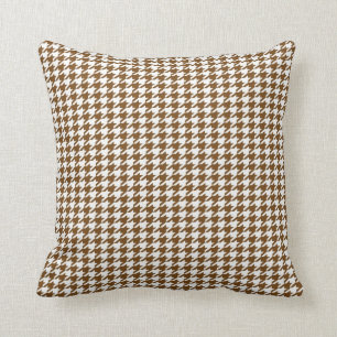 Brown Houndstooth Throw Pillow