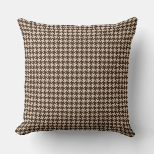 Brown Houndstooth Throw Pillow