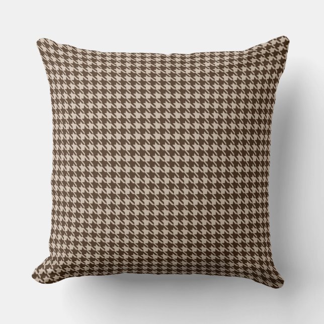 Brown Houndstooth Throw Pillow (Front)