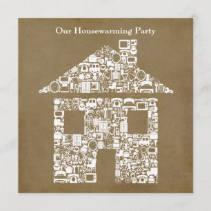 Brown House Home Housewarming Party Invitation