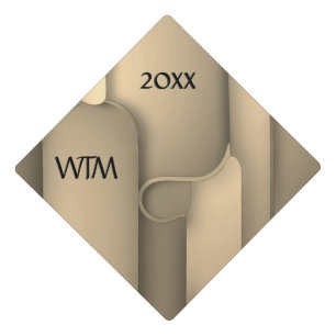 Brown Hues Modern Art Monogram Year Graduation Cap Topper