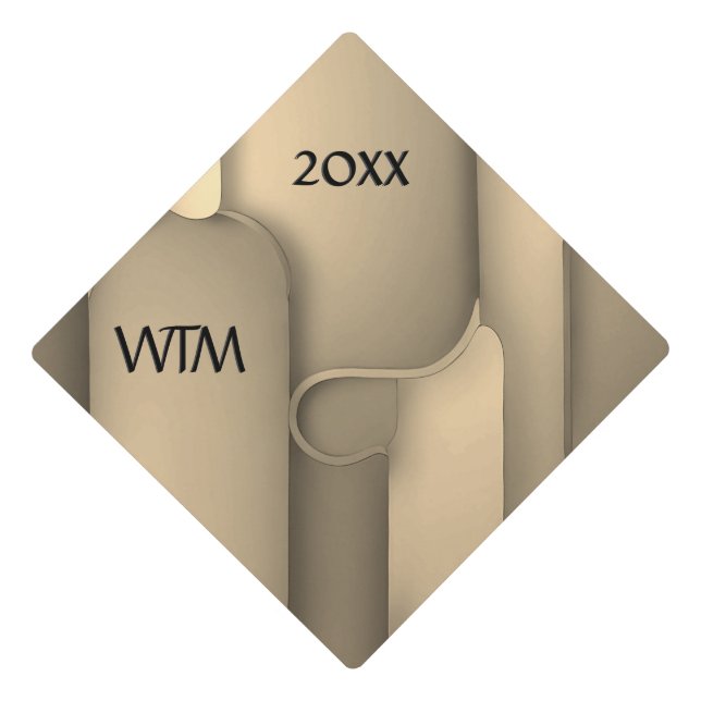 Brown Hues Modern Art  Monogram Year Graduation Cap Topper (Front)