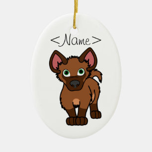 Brown Hyena Cub Ceramic Ornament