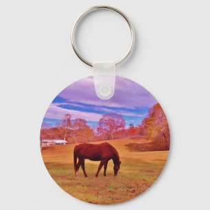 > Brown in a dreamy coloured field Keychain