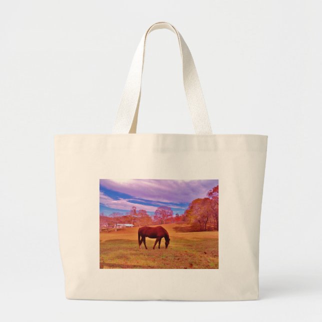 > Brown in a dreamy coloured field Large Tote Bag (Front)