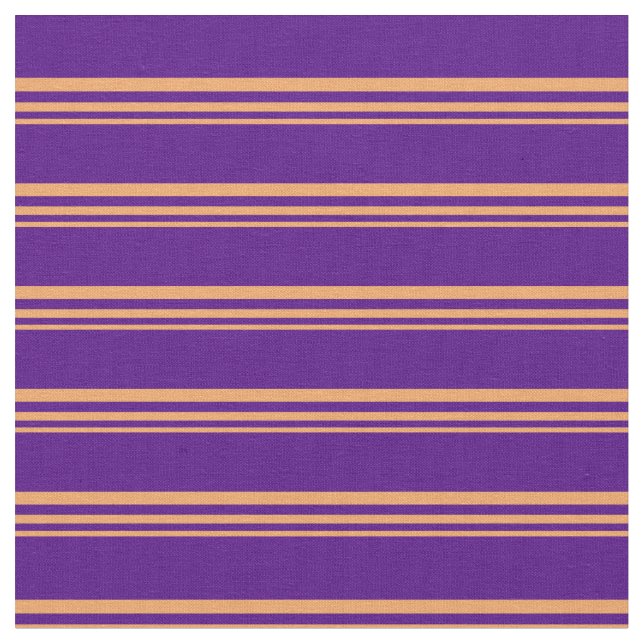 Brown & Indigo Coloured Lined Pattern Fabric (Close Up)