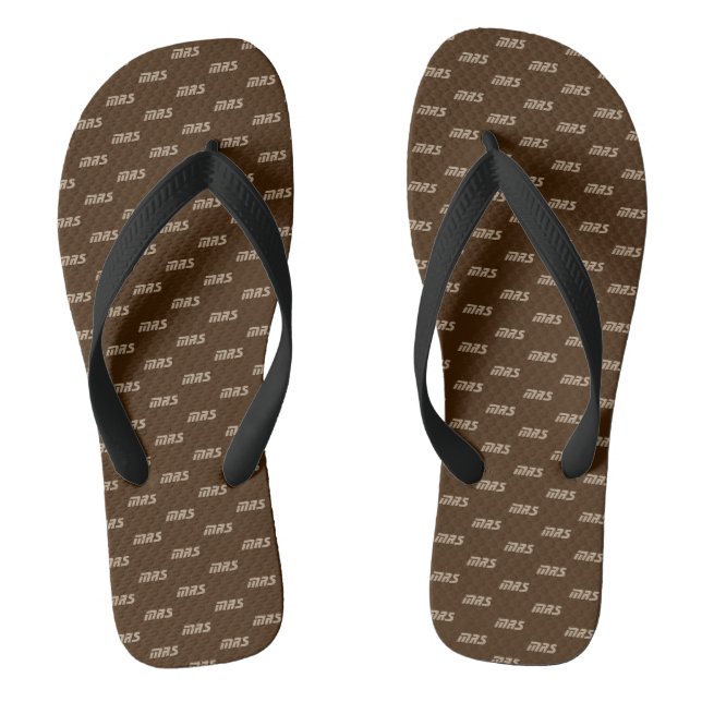 Brown Initials Monogram Flip Flops (Footbed)