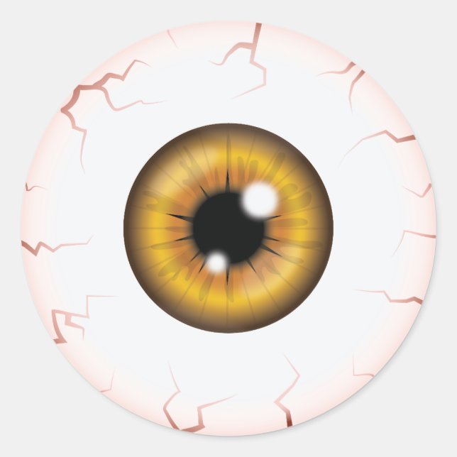 Brown Iris Eyeball Scary Bloodshot Halloween Eye Classic Round Sticker (Front)