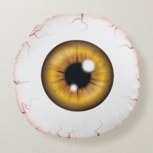 Brown Iris Eyeball Scary Bloodshot Halloween Eye Round Pillow
