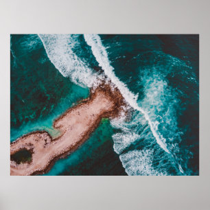 BROWN ISLAND SURROUNDED BY SEA WATER DURING DAYTIM POSTER
