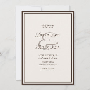 Brown Ivory Old Money Luxe Wedding Invitation