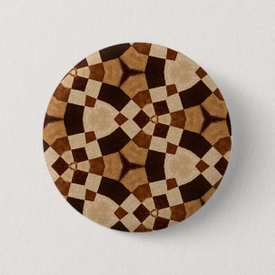 Brown Kaleidoscope Geometric Shapes Patterns 2 Inch Round Button