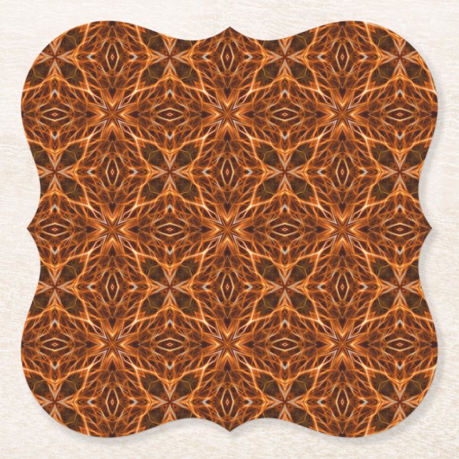 Brown Kaleidoscope Mandala Pattern-23100 Paper Coaster (Front)
