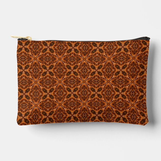 Brown Kaleidoscope Mandala Pattern Accessory Pouch (Front)