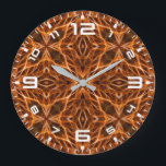 Brown Kaleidoscope Mandala Pattern  Large Clock<br><div class="desc">Brown Kaleidoscope Mandala Pattern</div>