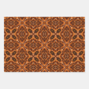 Brown Kaleidoscope Mandala Pattern Wrapping Paper Sheet