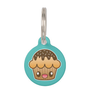 Brown Kawaii Cupcake With Custom Info Pet Tag