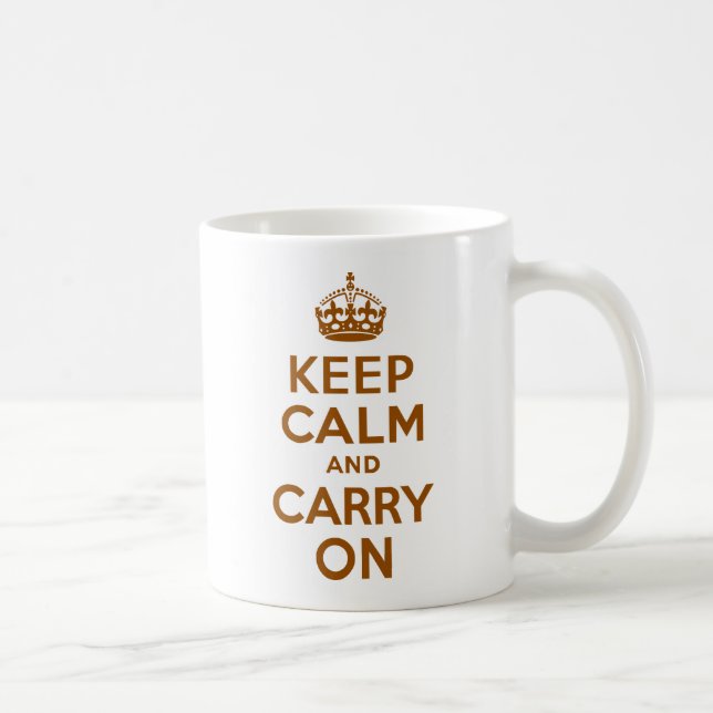 Brown Keep Calm and Carry On Coffee Mug (Right)