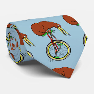 Brown Kiwi Riding On A Unicycle Tie