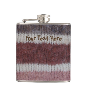 brown knitted stripes vintage style fun design hip flask