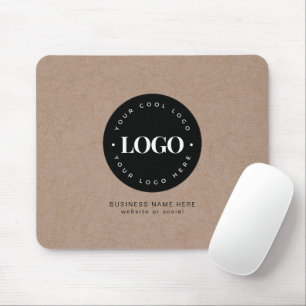 Brown Kraft Custom Logo & Text Business Branded Mouse Pad