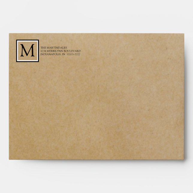 Brown Kraft Paper | Buffalo Check | Return Address Envelope (Front)
