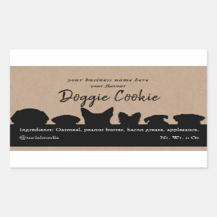 brown kraft paper, dog silhouettes doggie cookie sticker