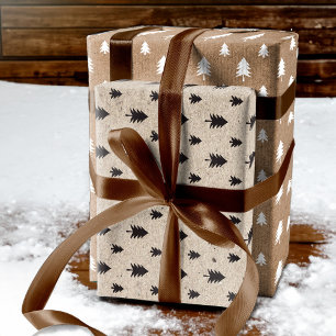 Brown Kraft Paper Modern Christmas Tree Pattern