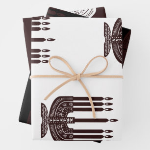 Brown Kwanzaa Candles Wrapping Paper Sheet