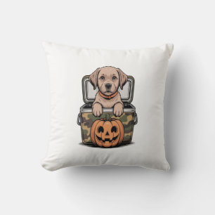 Brown Lab Dog Halloween Spooky Throw Pillow