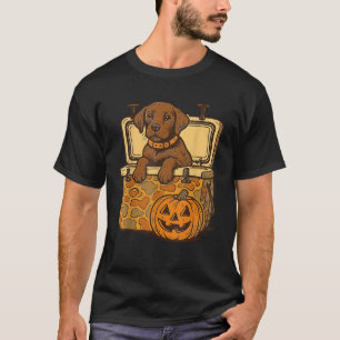 Brown Lab in Camo Cooler Pumpkin Hunting Dog Hallo T-Shirt