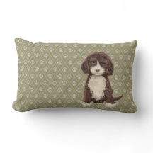 Brown Labradoodle/Goldendoodle Dog Green Pillow