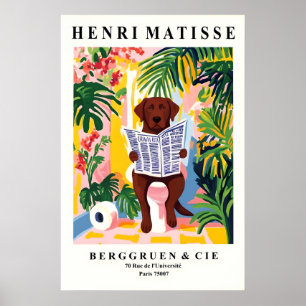Brown Labrador on Toilet Wall Art - Funny Matisse