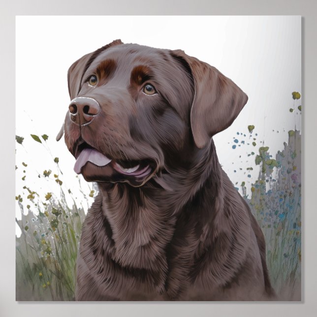 Brown Labrador Portrait Foil Prints (Front)