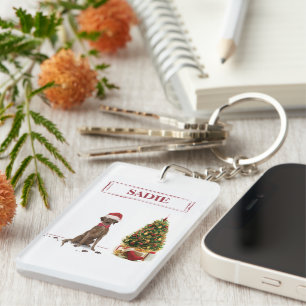 Brown Labrador Retriever Funny Christmas Dog Tree Keychain