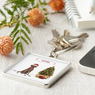 Brown Labrador Retriever Funny Christmas Dog Tree Keychain