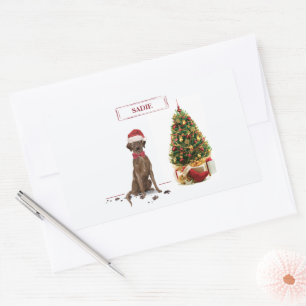 Brown Labrador Retriever Funny Christmas Dog Tree Sticker