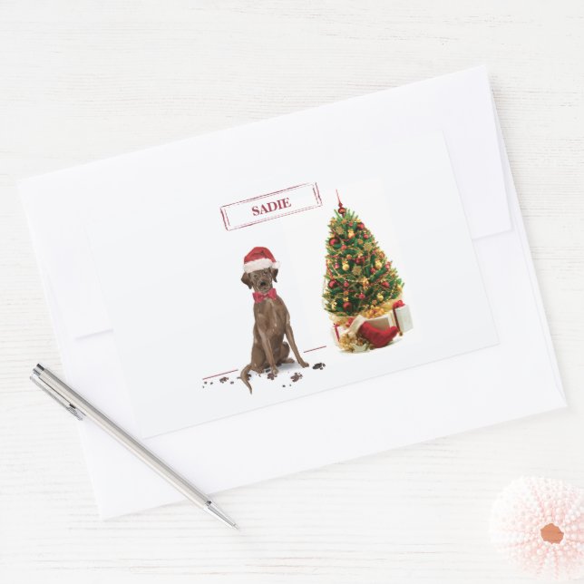 Brown Labrador Retriever Funny Christmas Dog Tree Sticker (Envelope)