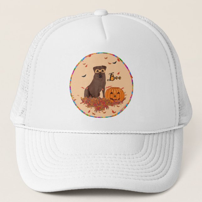 Brown Labrador Retriever Halloween Trucker Hat (Front)