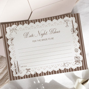 Brown Lace Bridal Shower Date Night Ideas Card