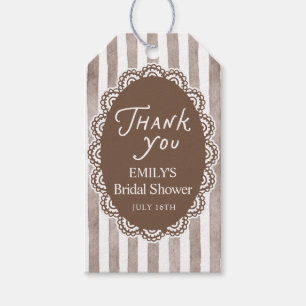 Brown Lace Bridal Shower Gift Tags