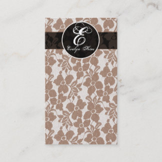 brown lace cutomize your monogram business card