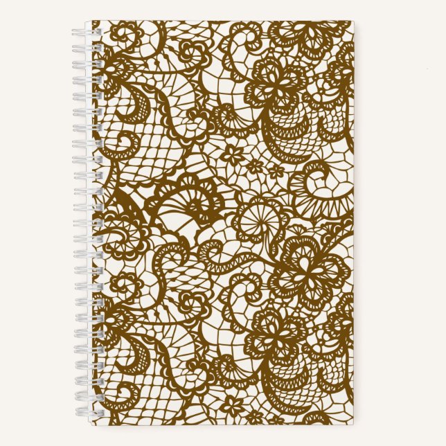 Brown Lace on Ivory Notebook (Front)